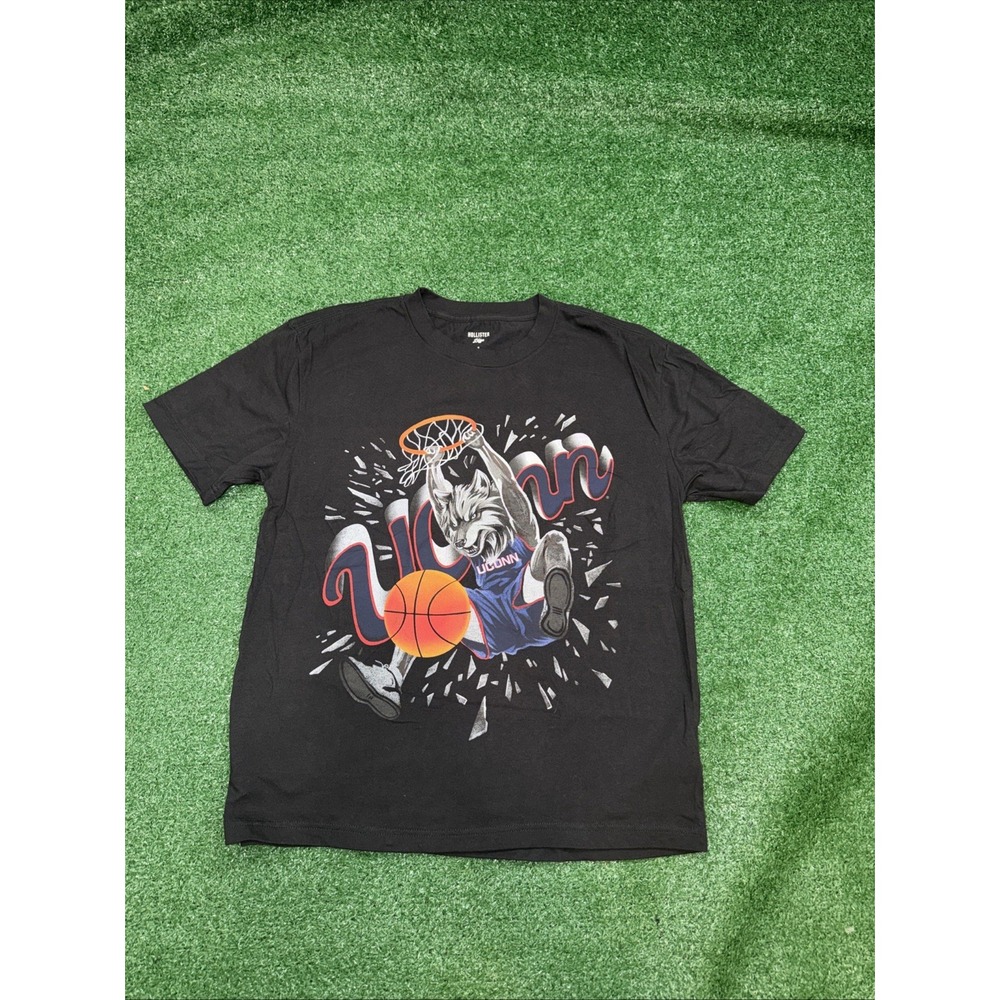 Hollister Boxy Fit UConn Huskies T-Shirt Men's Small Graphic College Tee